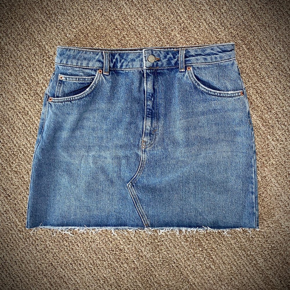 Topshop NWT Frayed Hem Denim Skirt Size 8/10
